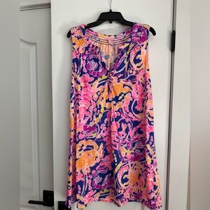 Lilly Pulitzer Essie Shift Dress Pink, Blue & Yellow Floral Sleeveless
